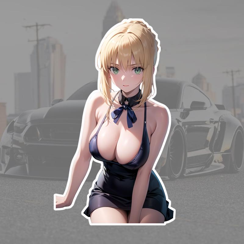 Наклейка на автомобиль с изображением девушки-аниме, виниловая наклейка с изображением мультфильма, самоклеящаяся наклейка для стеклянных поверхностей, одноразовое автомобильное украшение JDM для багажника, бампера, защиты дверей