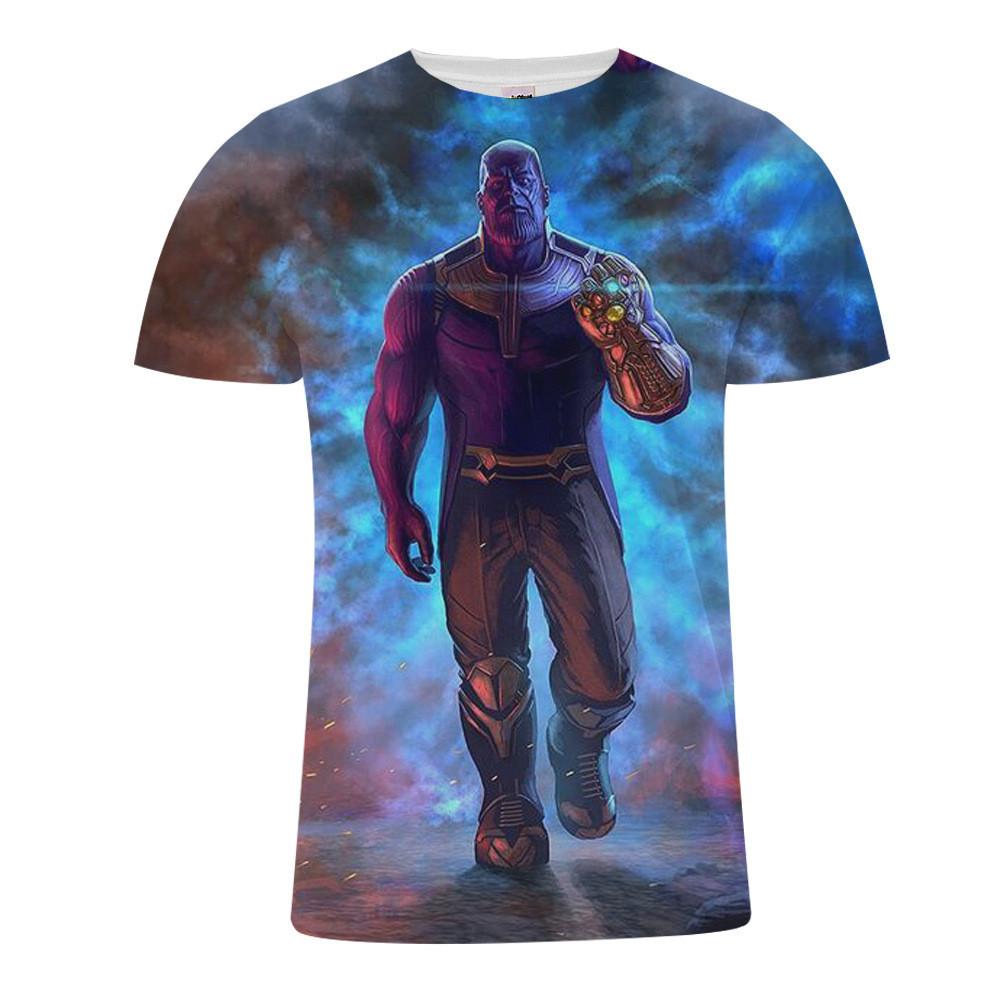 Premium Quality The Avengers Endgame Thanos Men Short Sleeve O-neck Graphic T Shirt Tops Blouse