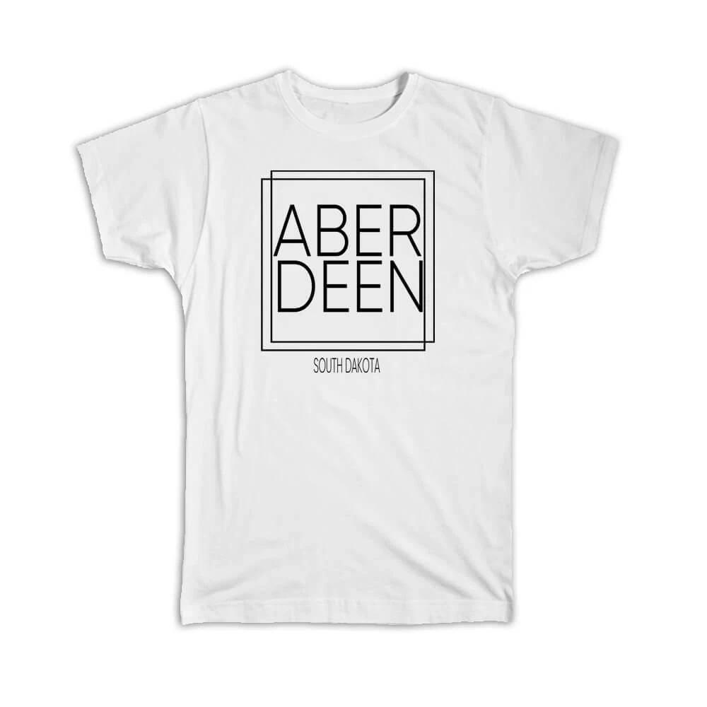Gift T-Shirt : ABERDEEN South Dakota Square Modern Minimalist Font