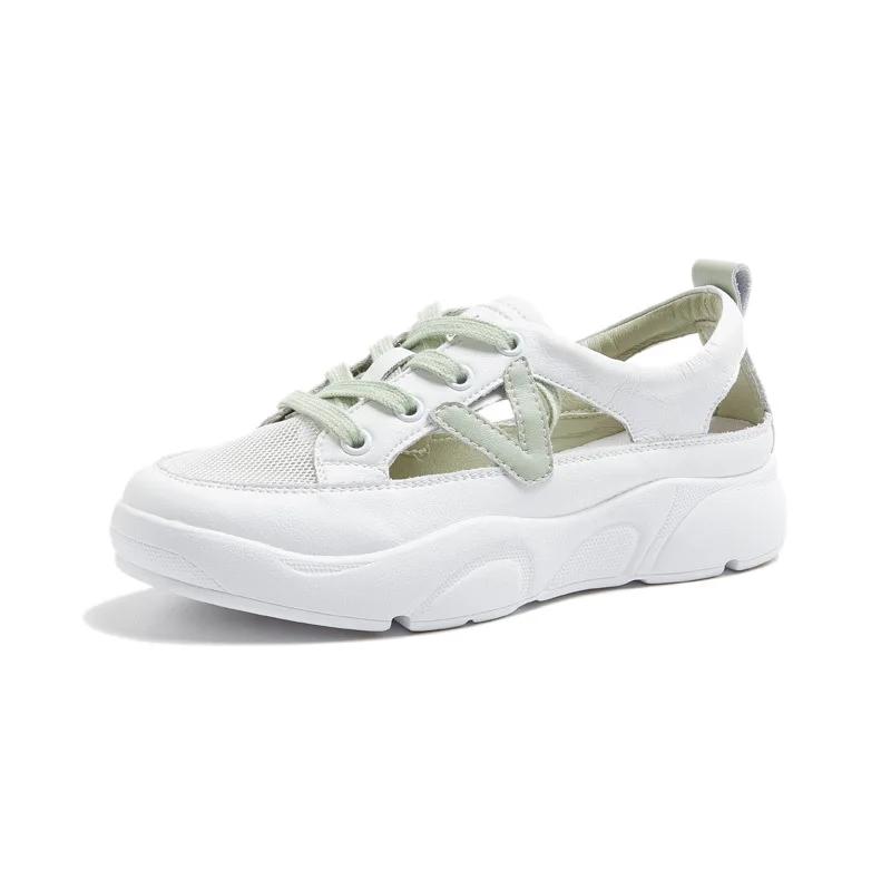 Сандалии женские из натуральной кожи с дышащей сеткой, высокие, женские, на шнуровке, разноцветные, сандалии-криперы