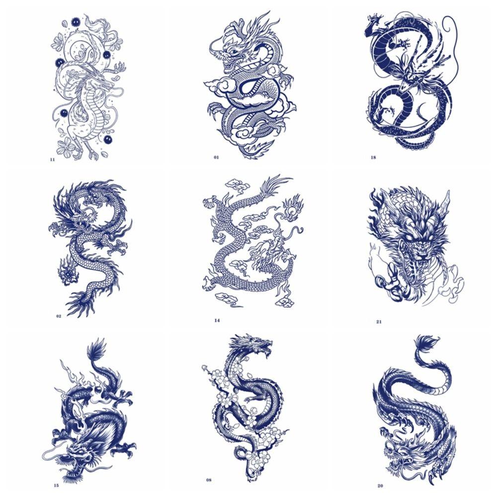 Водостойкие чернила драконьего сока, тату, картонная коробка, дракон, дракон, Hombre, искусство, поддельные татуировки для женщин