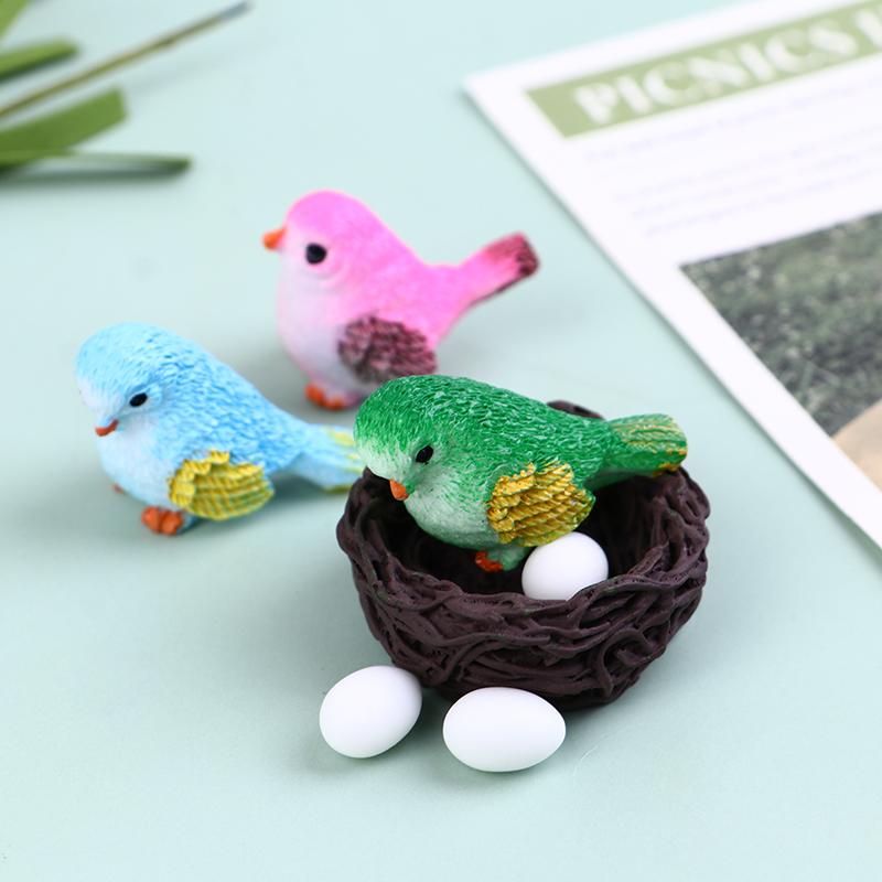 4шт мультфильм красочная летающая птица воробей маленькая статуя миниатюрная фигурка орнамент
