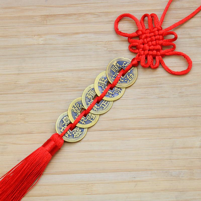 Chinese Knot Automotive Decoration Accessories Copper Money Car Rearview Mirror Pendant Gift