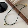 Handmade Green Strawberry Beaded Choker Necklace - Natural Stone, Non-Fading, High-End Women's Sweater Chain