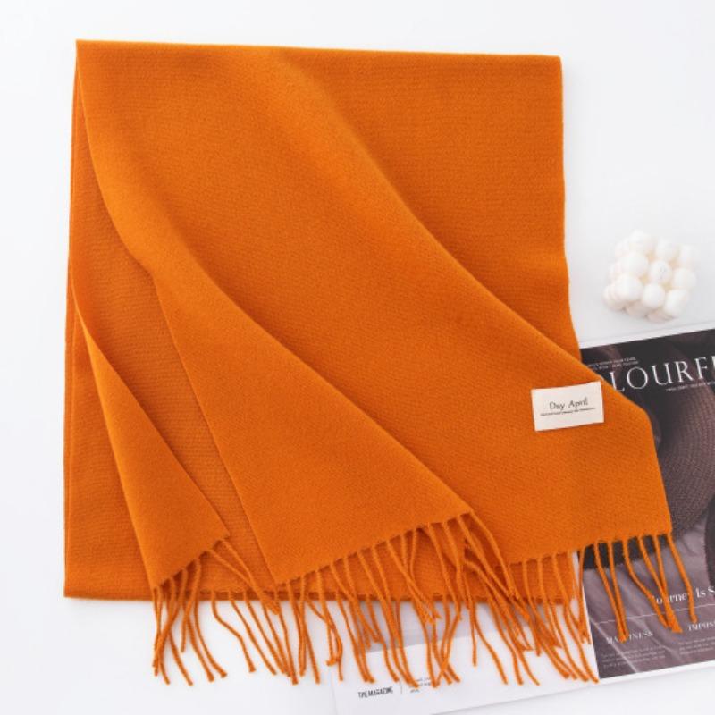 New Solid Color Maillard Imitation Cashmere Scarf for Women Autumn and Winter High End Warm Shawl Simple Scarf