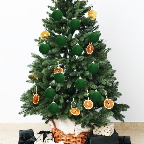 15 Pcs Velvet Christmas Ball Ornaments 3.15 Inch Flocked Plastic Ball Xmas Tree Hanging Decoration for Holiday Party Decor