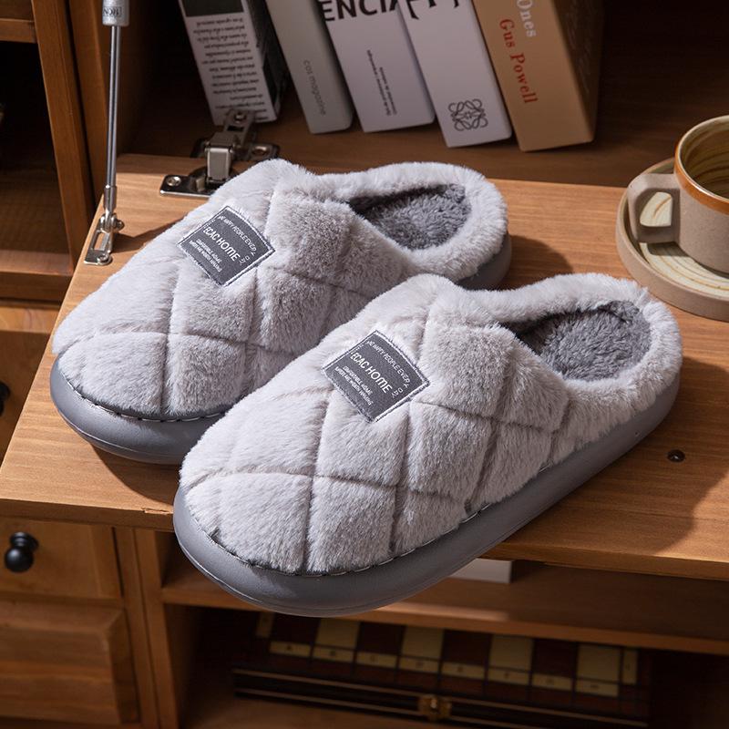 Cotton Slippers 2025 Winter New Velvet Warm Non-slip Household Home Thick Bottom Outer Wear Couple Cotton Mop