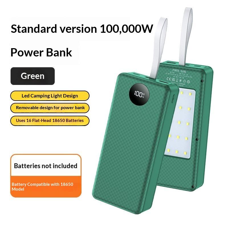 P12 12pcs 18650 Battery Power Bank Case Shell Diy Dual Usb Type C 10W 22.5W 15W Wireless Charging Battery Not Included For Phone