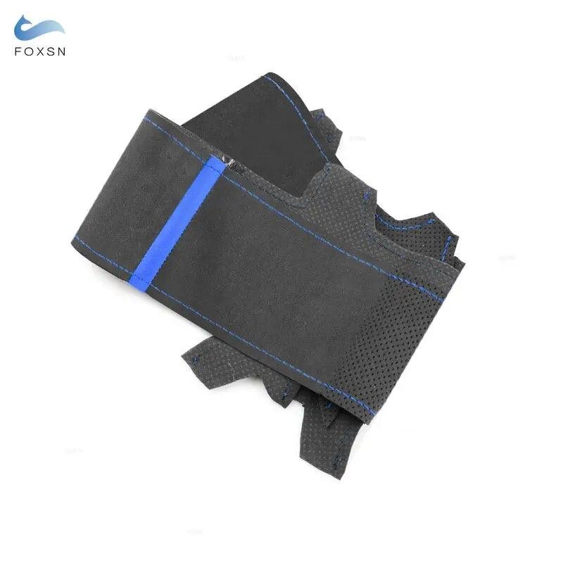 Автомобильный чехол на руль для BMW M Sport 3 серии E46 Coupe 2000-2006 M3 E46 M5 E39 2000-2003 1,2 мм замшевая кожаная отделка синяя планка