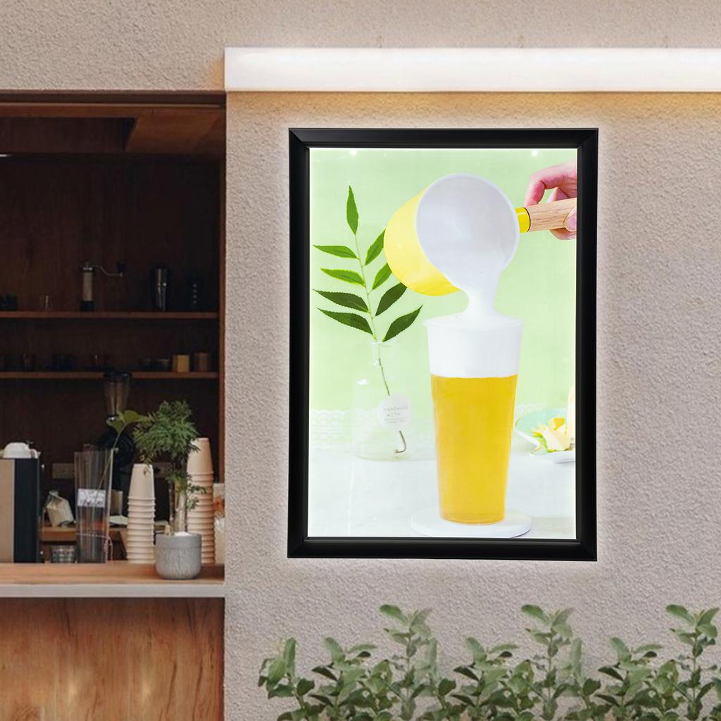 Bymaocar Black 27x40In LED Backlit Movie Poster Frame Light Box - 18W Home Theater Decor & Commercial Menu Wall Art Sign Display