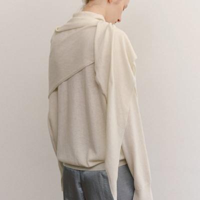 Ovbeige SOFT CASH WOOL KNIT SHAWL_IVORY