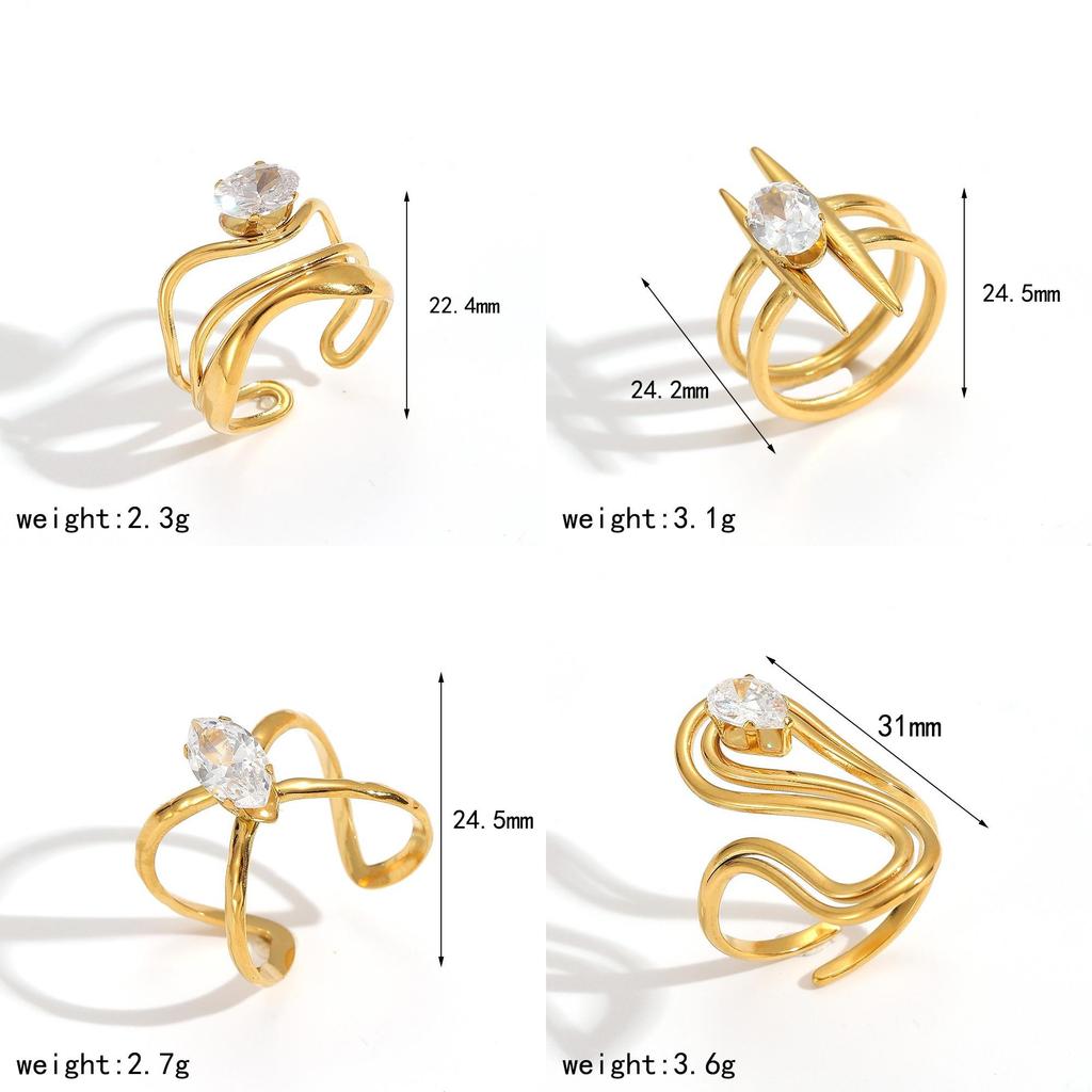 Minimalist Stainless Steel Zirconia Ring For Women With Irregular Shape And Elegant Look