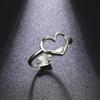 Design Plate with 925 Silver Heart Shape Adjustable Open Band Thumb Rings Ladies Gift Fashion