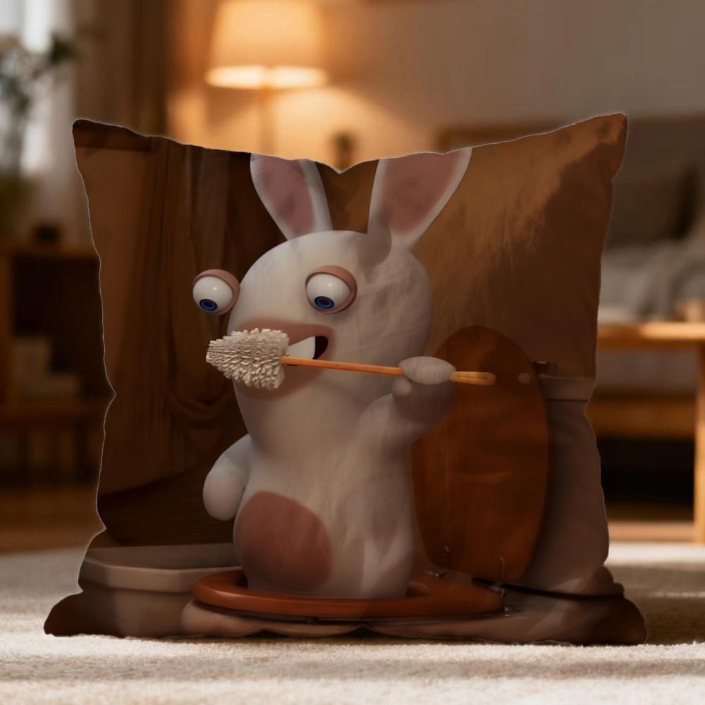 Popular R-RRabbids Invasion Cushion Cover Soft Washable Pillow Case Multi-Scene for Couch Bed Travel Office Use