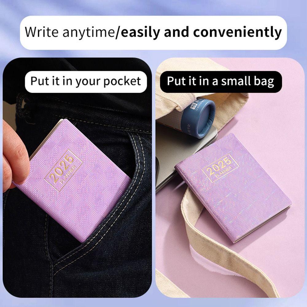 Colorful A7 Mini Pocket Notebook Bling 365 Days Notepad 2025 Schedule Planner Notepad School