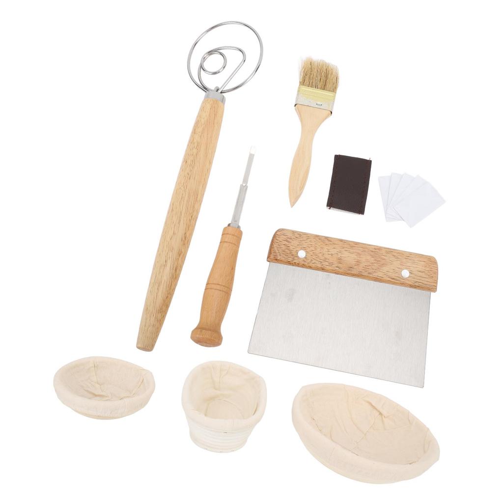 Набор корзин для расстойки хлеба, 2 круглые и 1 овальная ротанговая корзина для закваски со скребком для теста для хлеба