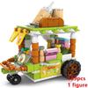 DIY Architecture Ice Cream Car Store Street View Food Building Blocks Kit Girls Bricks Classic Movie Model Kid Toys For Children