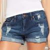 Джинсовые шорты Yousheng для женщин, средней посадки, рваные, потертые, с карманами, летние, повседневные, с отворотами, эластичные джинсовые шорты