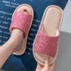 Льняные тапочки весна и осень пара четыре сезона комнатные домашние хлопок и лен наступать на дерьмо чувство дом нескользящие лето оптом