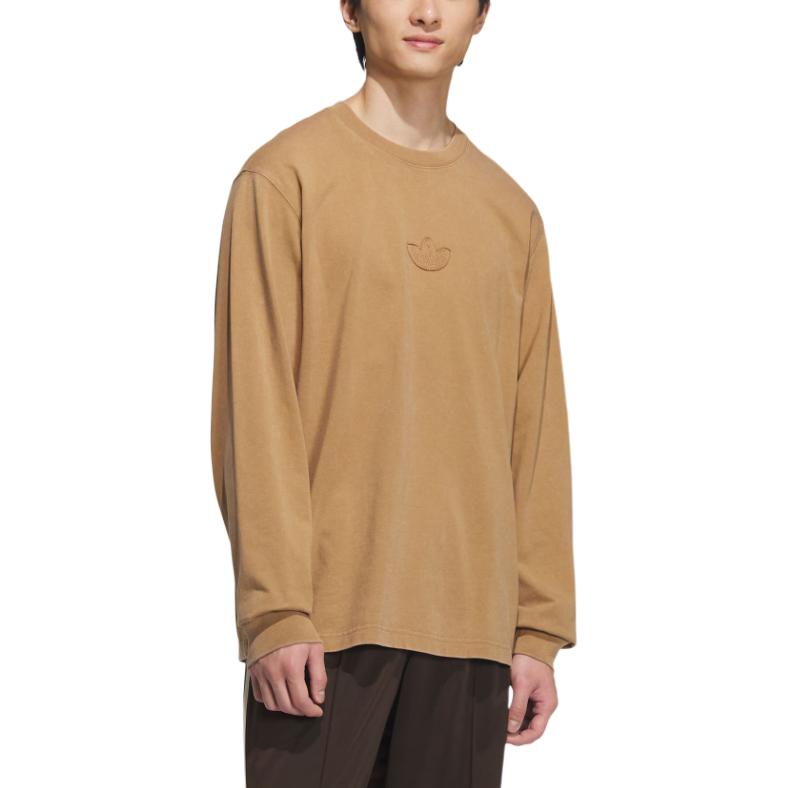 Adidas Originals WASHED LONG SLEEVE TOP T Shirt Men's Desert Brown JV6937