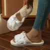 Warm Bowknot Decor Slippers, Casual Open Toe Plush Shoes, Comfortable Indoor Home Slippers