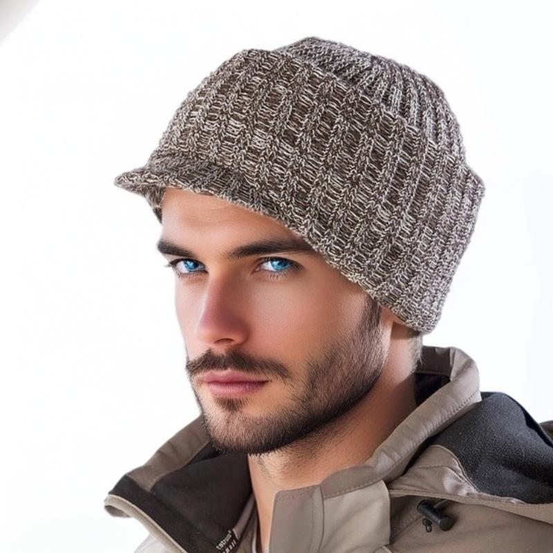 Winter Men's Thickened Knitted Ski Hat with Warm Wool Face Protection and Duckbill Design