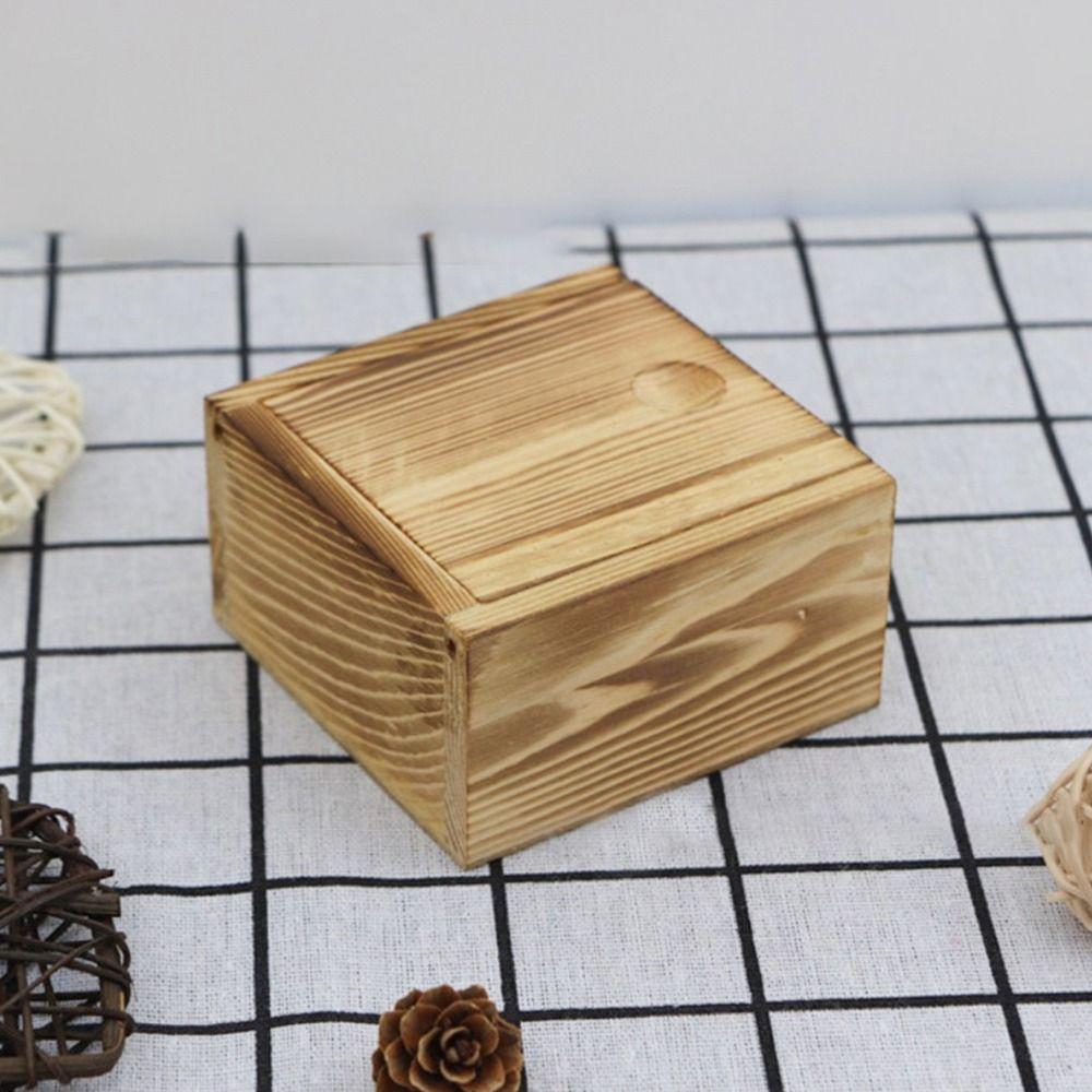 Natural With Slide Top Card Keeper Wooden Box Jewelry Organizer Case Storage Box Beads Container