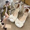 Sweet Bag Head Sandals Women 2025 Spring and Summer New Fashion Bow Fairy Thick Heel Non-slip Mary Jane High Heels