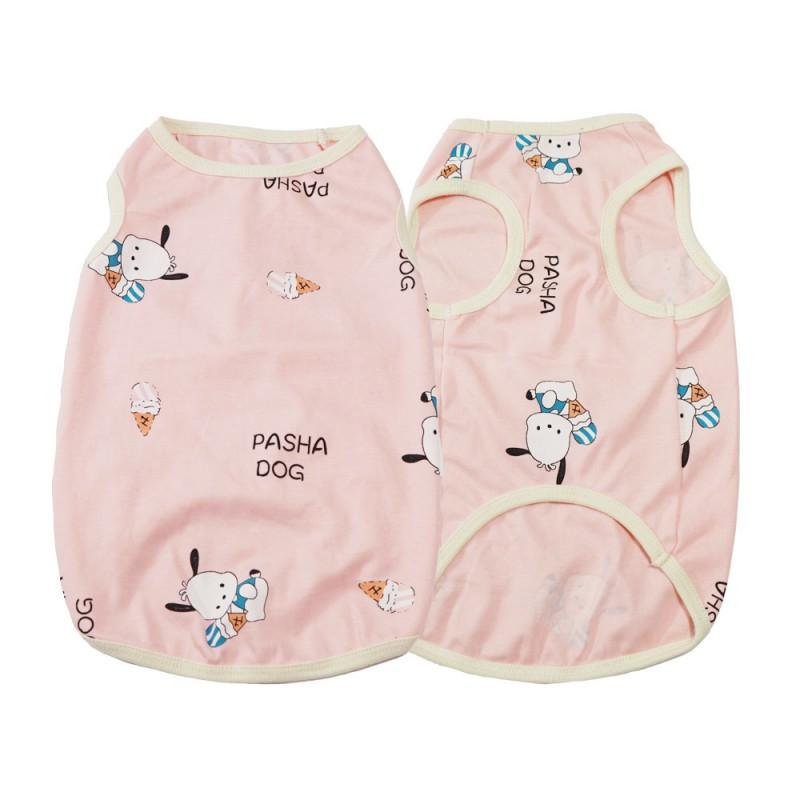 Cotton Pet Vest Small Dogs Lightweight Cartoon Print Dog Shirt Yellow Pink Green S To 7XL