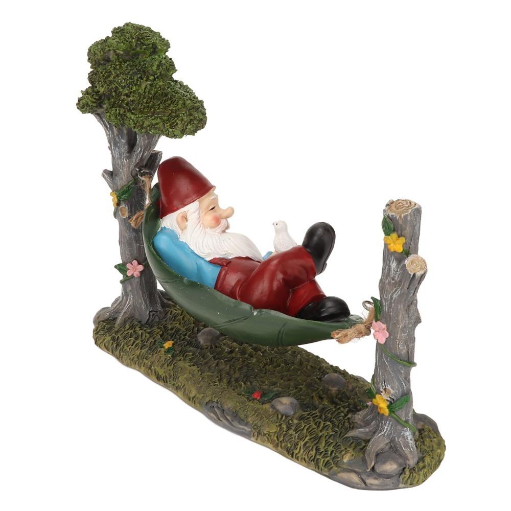 Resin Garden Gnome Figurine Hanging Outdoor Gnome Decoration Hammock Gnome Statue Yard Lawn Porch