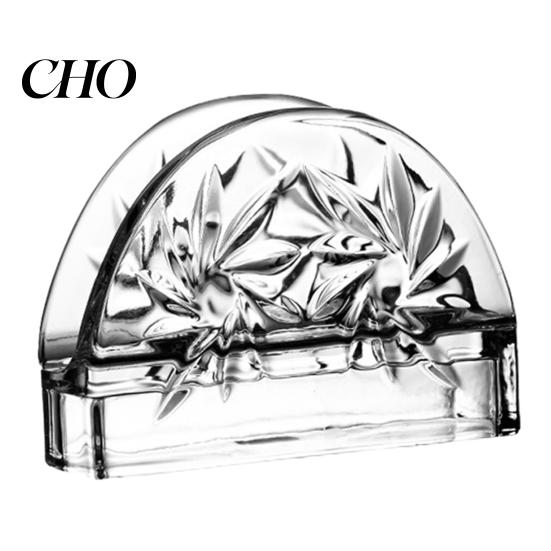 Embossed Texture Napkin Dispenser Tissue Holder, Crystal Glass Modern Style, Durable Scratch-Resistant Elegant Office Paper Towel Holder Organizer,