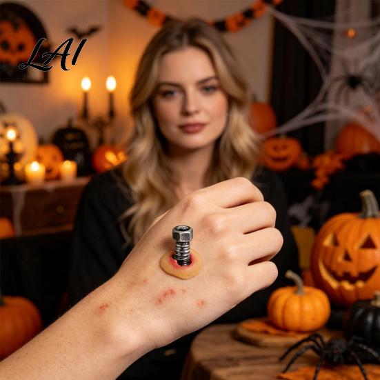 3D Simulation Injury Makeup Halloween Fake Scar Stickers Realistic Latex Wound Tattoos for Funny Prank Items Costume Makeup Special Effects