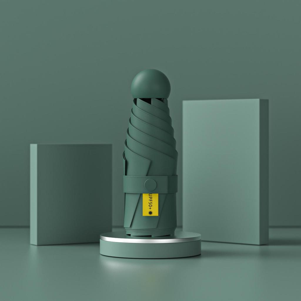 Black Plastic 50% Fold Ultra-Light Pocket Umbrella - Portable, Mini, for Sun/Rain