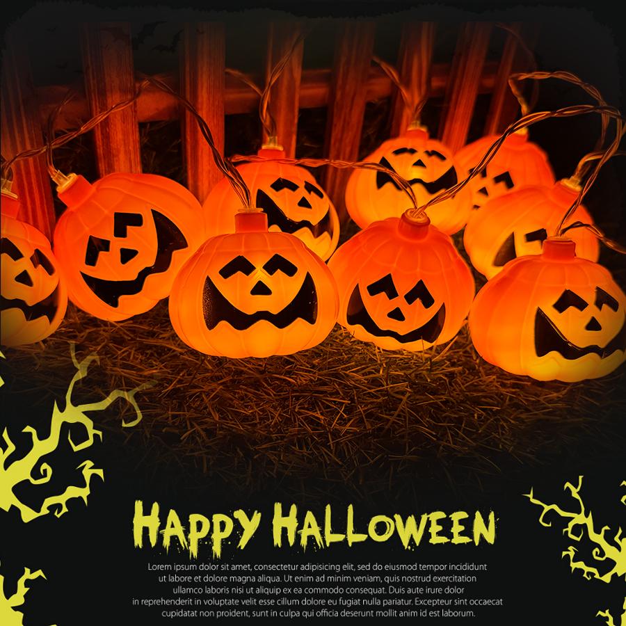 Piece 1 Halloween String Lights 1.5m59inch Ghost Face Pumpkin Solar String Lights Can Be Hung on The Yard Party Lawn