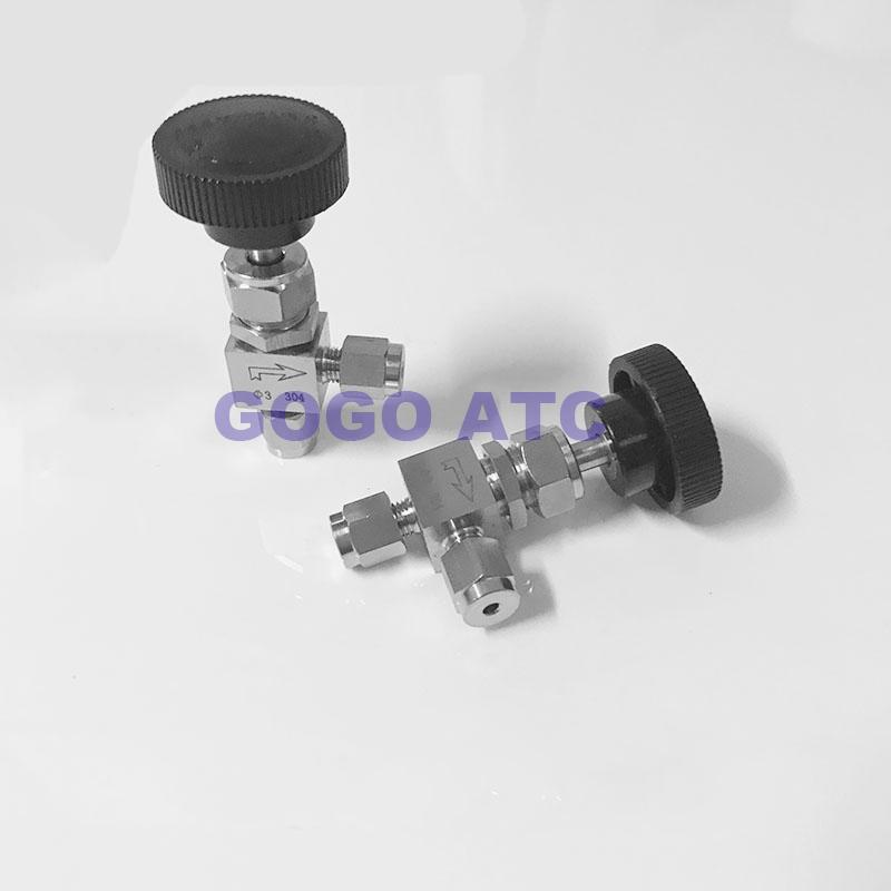 Free ship Adjustable Right angle needle 6 8 10 12mm 1/8 1/4 3/8  inch hard tube SS304 Flow Control shut off crane needle valve