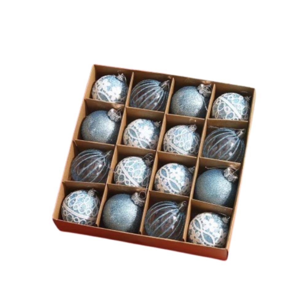 16pcs 6cm Christmas Balls Pendant Glitter Shatterproof Christmas Hanging Balls Set Foam Reusable Xmas Tree Ornaments