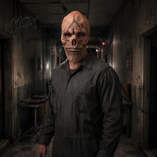 Scary Haunted House Prop Halloween Masque, Horror Full Face Latex Masque Skin Friendly for Costume, Cosplay Party, Realistic Skeleton Headgear