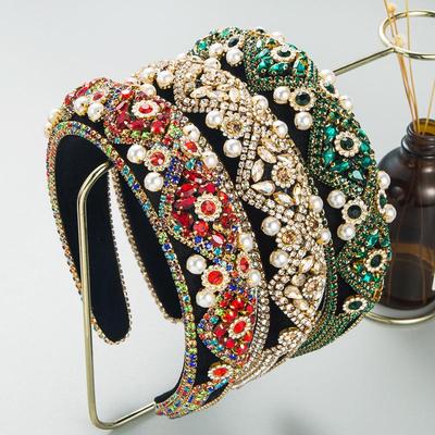Повязка на голову Heming Retro Velvet с бриллиантами и жемчугом для женщин