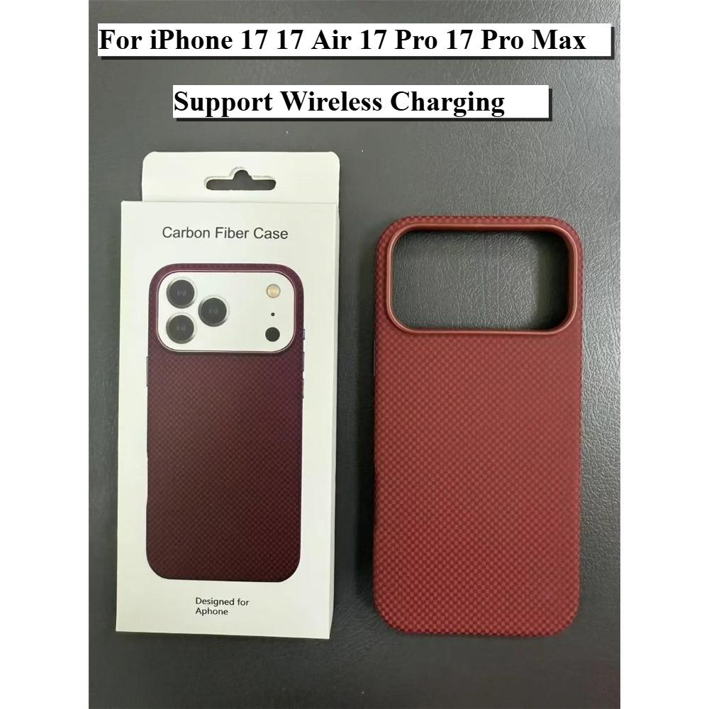 Официальный чехол с текстурой кевларового углеволокна с коробкой для IPhone17 Pro Max 17 Pro 17 Air 17 с крышкой для беспроводной зарядки Magsafe