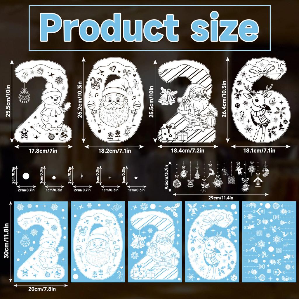 Decorative Static Christmas Sticker With Numbers Santa Claus For Decor Festive
