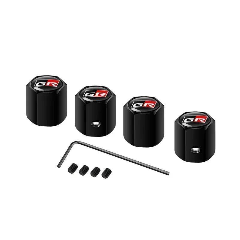 QECB8 Alloy Anti-Theft Tire Valve Caps Car Wheel Stem Rim Caps Covers For Toyota GR Sport Yaris Corolla Hilux Supra C-HR Accessories