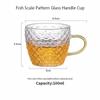 Hey LiLac 100ml Fish Scale Pattern Lead-free Borosilicate Heat-Resistant Glass Handle Cup