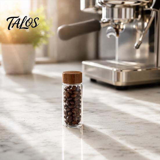 Мини-банка Talos Glass с деревянной крышкой, влагостойкий портативный маленький контейнер, для кофейных зерен, чая, сахара, специй, кухонный органайзер