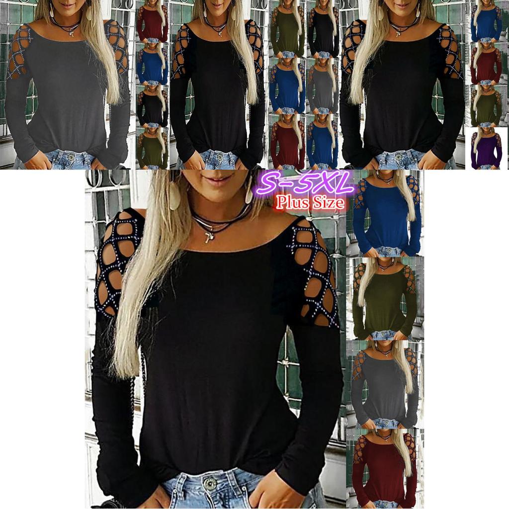 Хлопковая футболка с длинным рукавом с вырезанным узором и сверкающими деталями для женщин