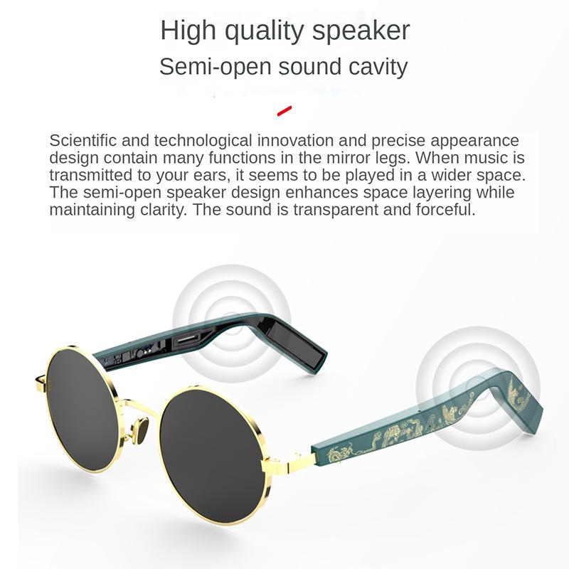 Китай Дракон Стиль Bluetooth Talk Смарт Аудио Очки Музыка Tws Наушники Поляризованные Солнцезащитные Очки Для Телефонов Android Google Apple