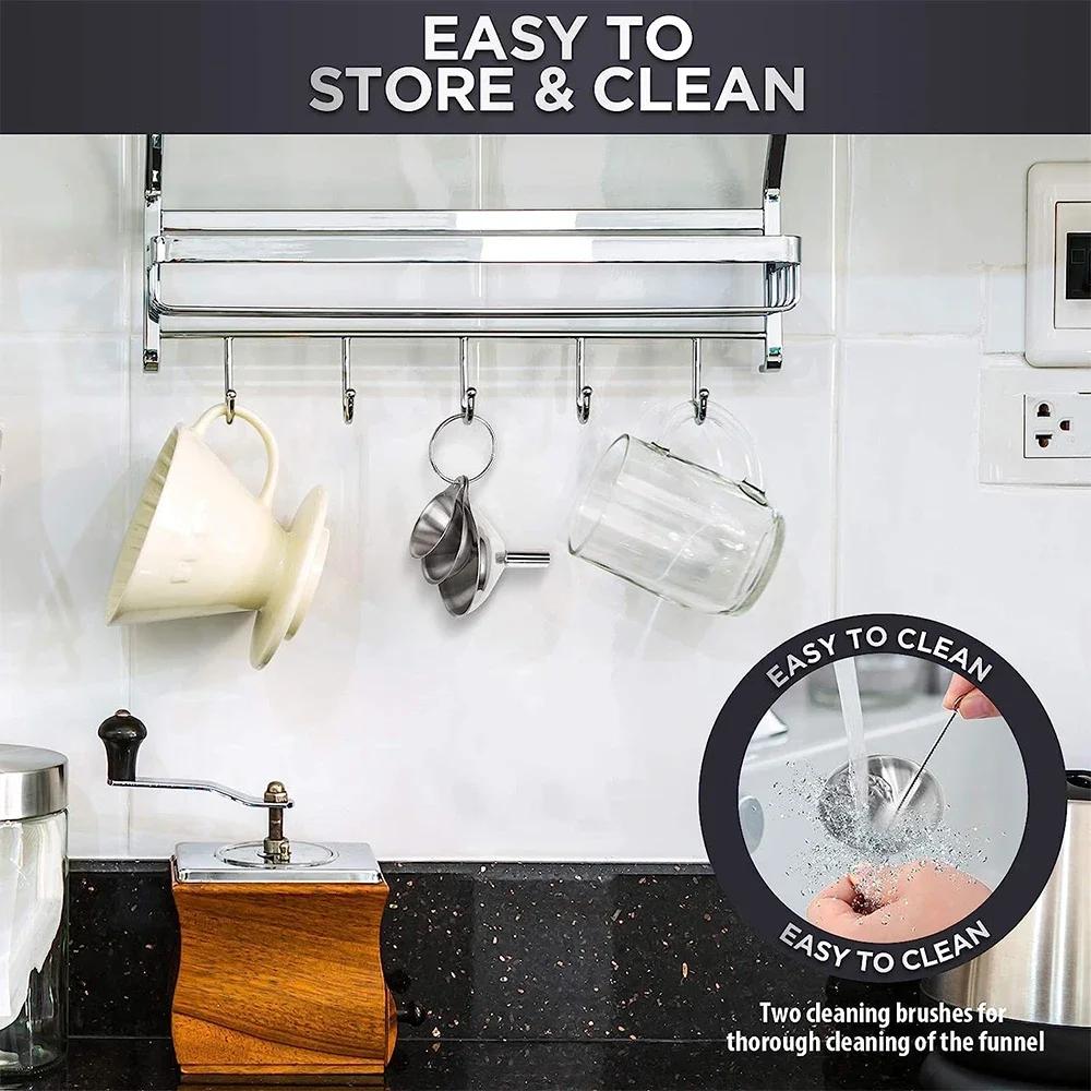 3Pcs Stainless Steel Kitchen Funnel Set for Filling Bottles Mini Metal Funnels Oil Spill Wine Spill Tool Bar Kitchen Accessories