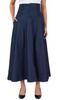 Bimba Mid-Calf High Waist Denim Skirt Long Flared A Line Retro Boho Skirts