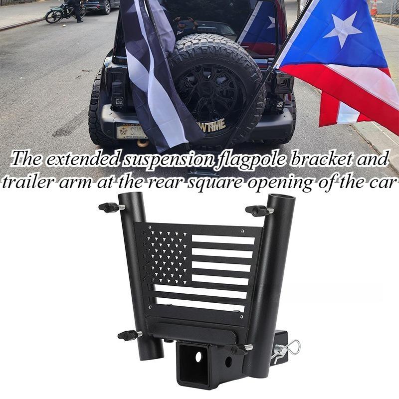 For Universal SUV Jeep Truck 2 Inch Receiver Hitch Mount Extended Flag Pole Holder Tow Rear Bracket Accessory Off Road ATV UTV