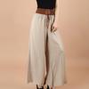 Plus Size Wide Leg Trousers Vintage High Waist Belt Causal Bandage Women's Pants Casual Large Size Pantalon Femme