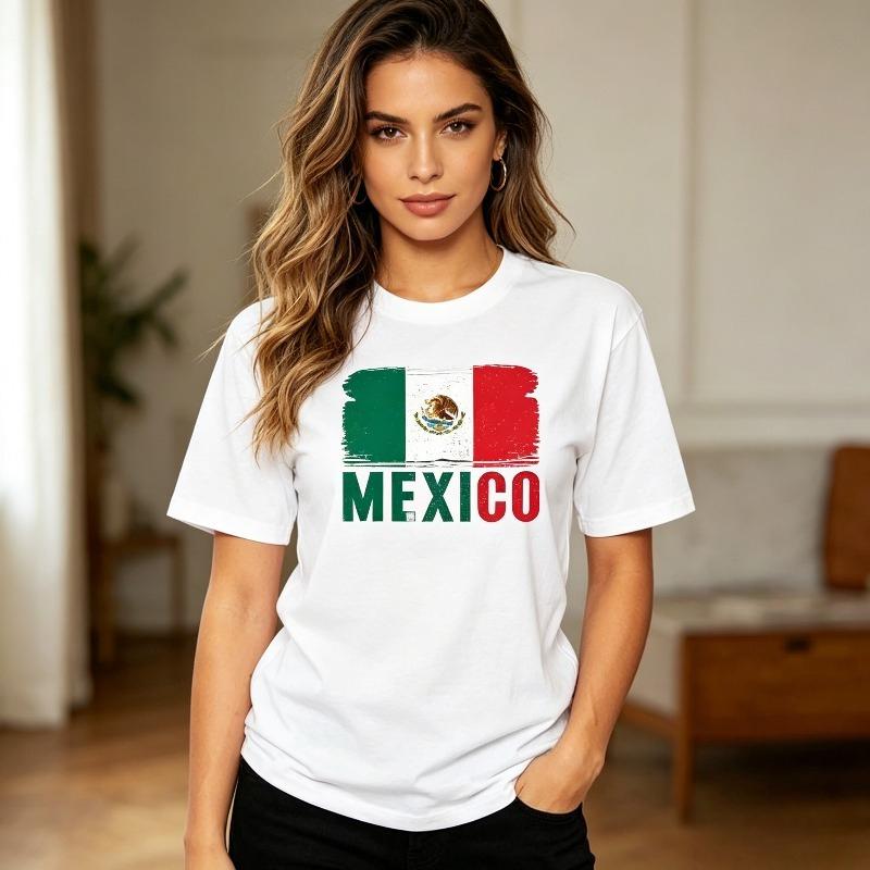 Vintage Distressed Mexico National Flag Eagle Graphic T Shirt for Men Round Neck Short Sleeve Patriotic Mexican Pride Casual